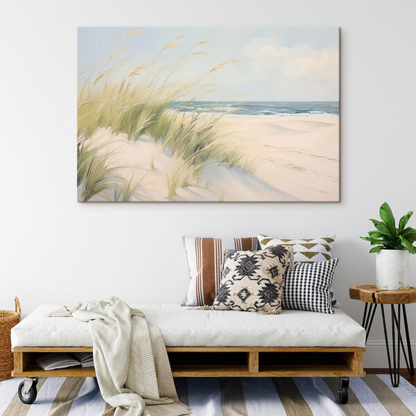 Beach with grass and sand Beach with grass and sand