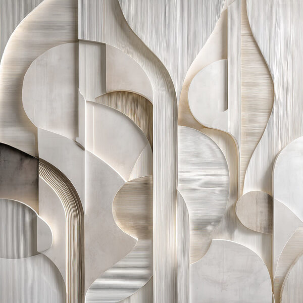 White wall with curved lines and curves