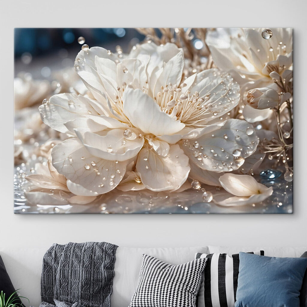 Delicate blooms adorned with droplets Delicate blooms adorned with droplets