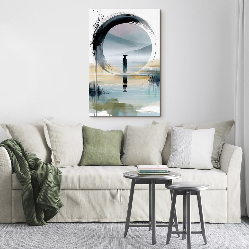 Painting of a man standing in a lake