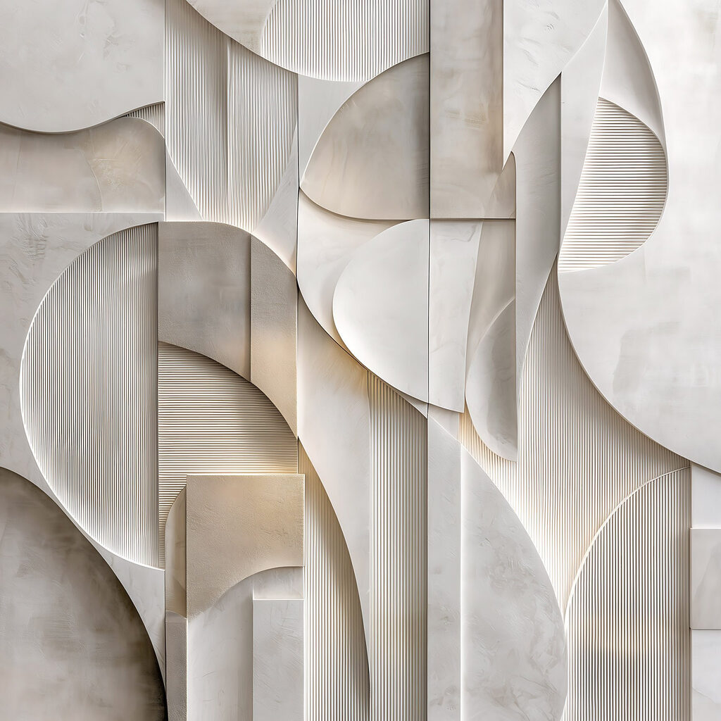 White wall with geometric shapes White wall with geometric shapes