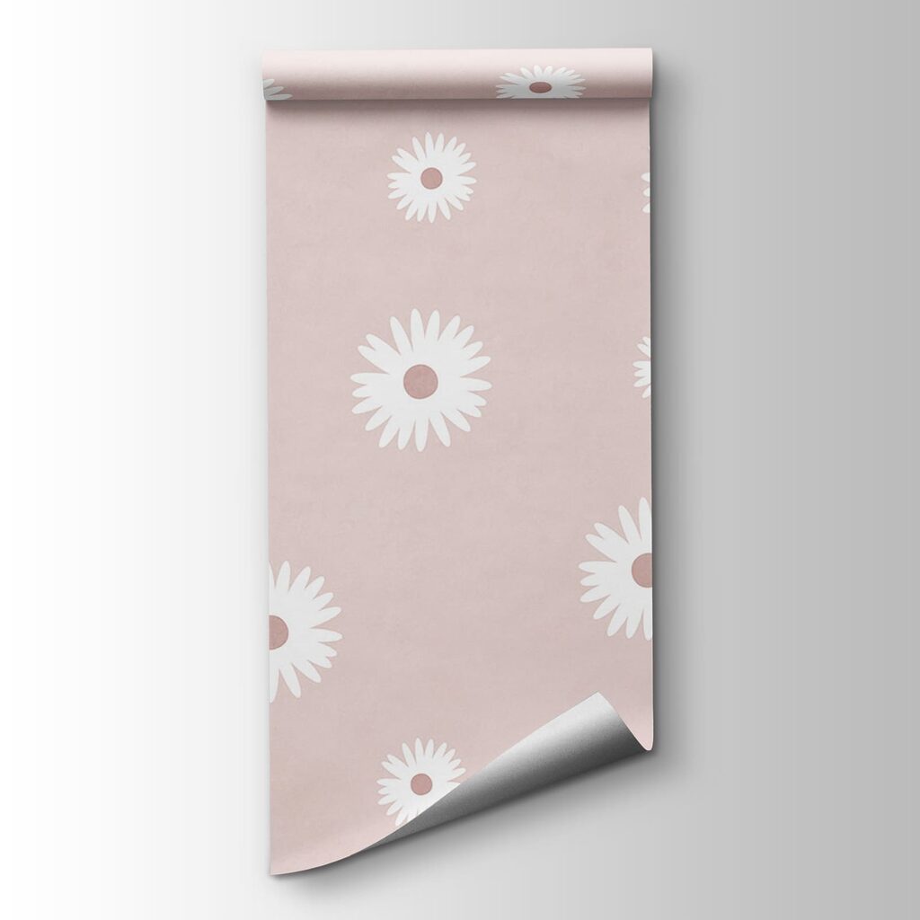 White flowers on a pink background