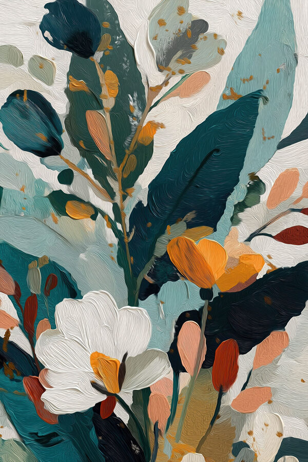 Painting of flowers and leaves
