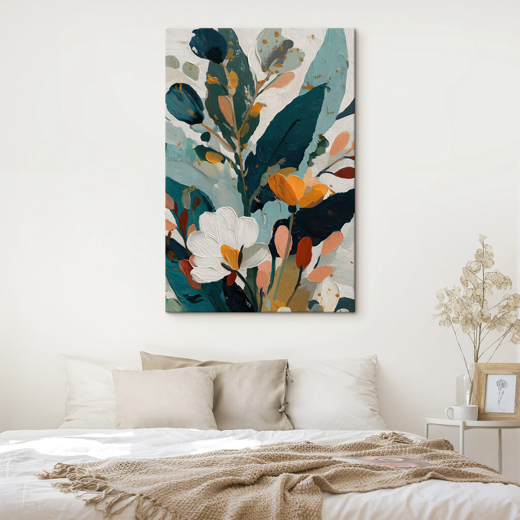 Painting of flowers and leaves