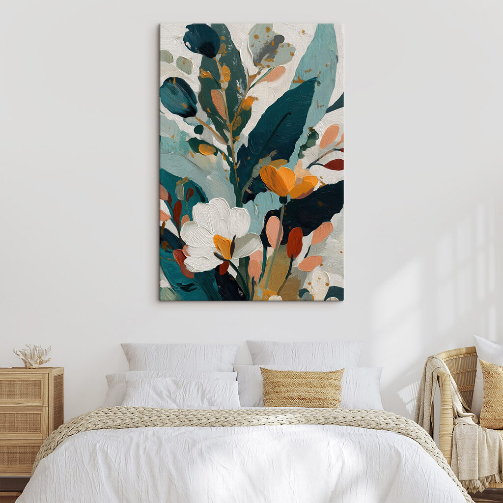 Painting of flowers and leaves
