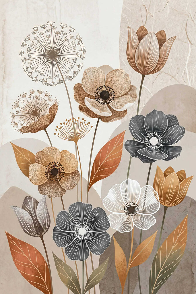 Colorful floral arrangement in soft tones
