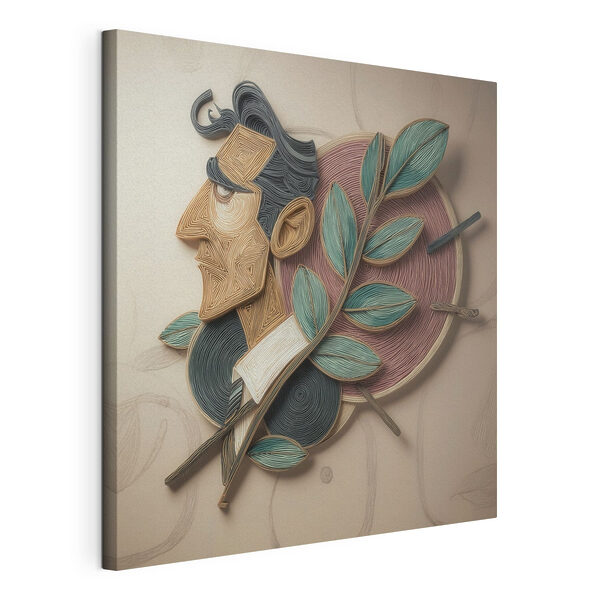 Artwork of a man with leaves on a wall Artwork of a man with leaves on a wall