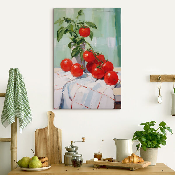 Painting of tomatoes on a table Painting of tomatoes on a table