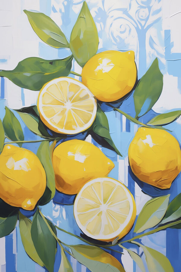 Painting of lemons and leaves Painting of lemons and leaves