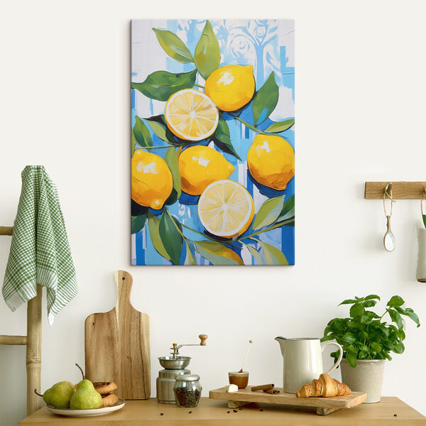 Painting of lemons and leaves Painting of lemons and leaves