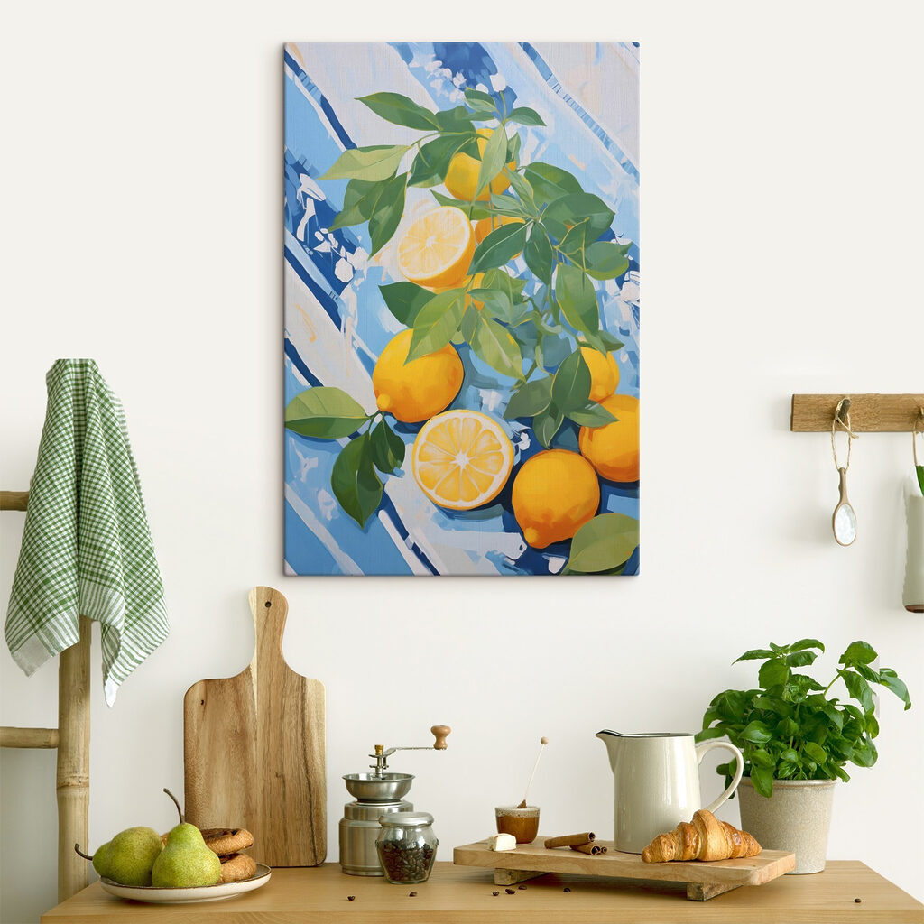 Painting of lemons and leaves Painting of lemons and leaves