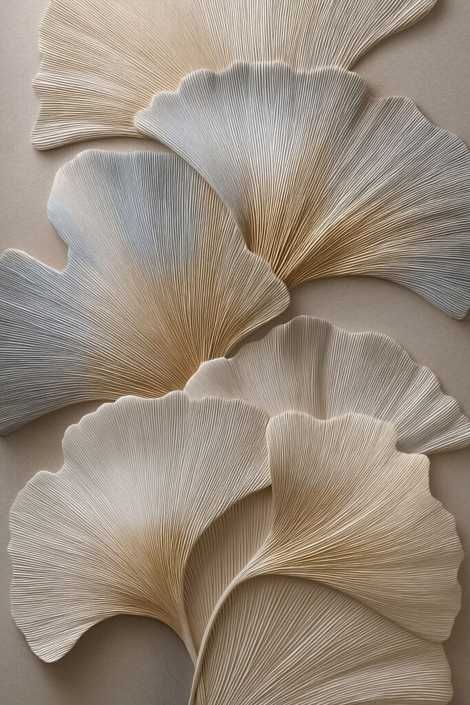 Delicate ginkgo leaf designs on display