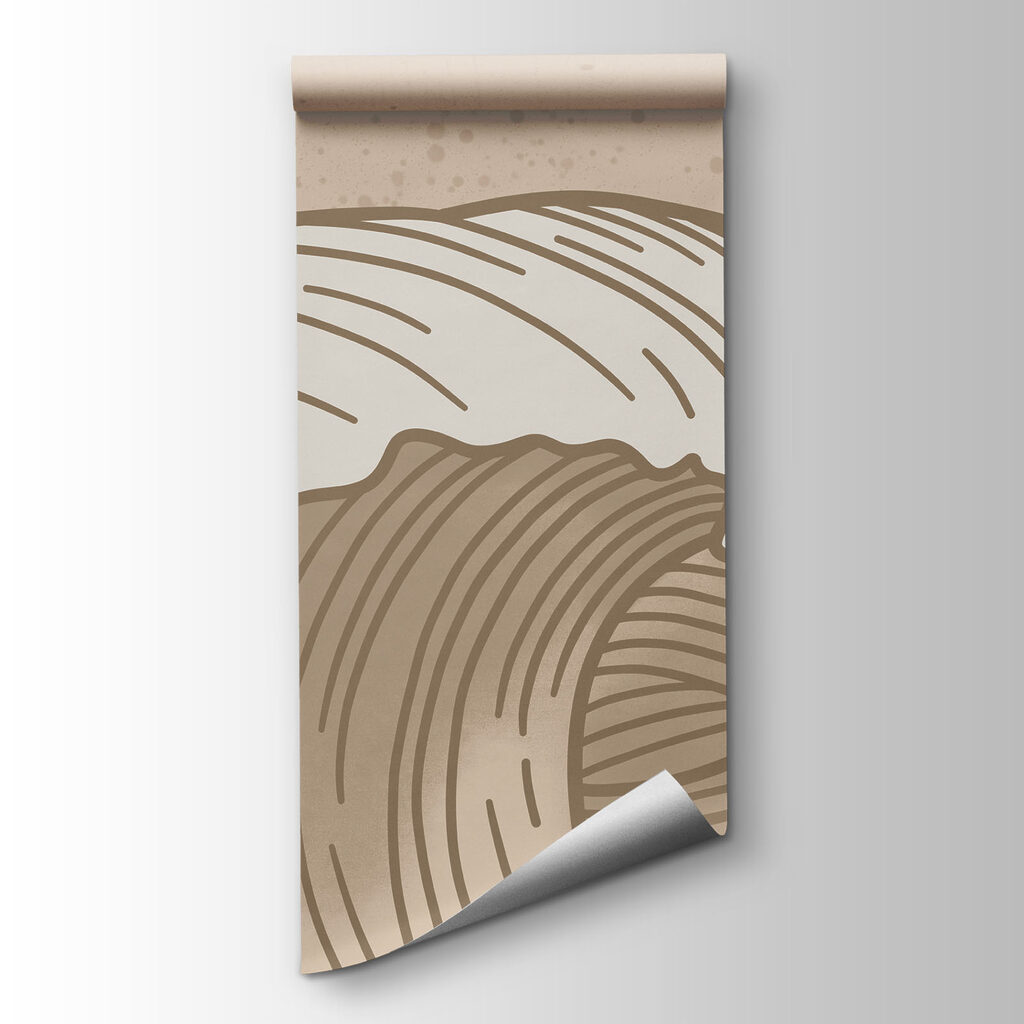 Drawing of waves in a sea