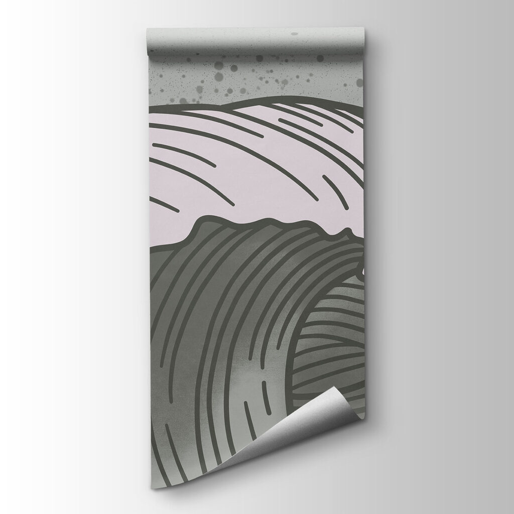 Drawing of waves in a sea