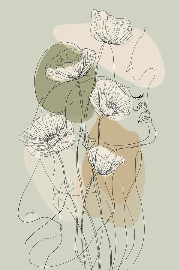 Drawing of a woman with flowers Drawing of a woman with flowers
