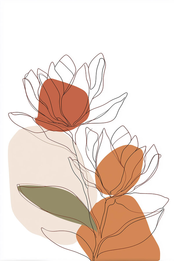 Drawing of flowers with orange circles Drawing of flowers with orange circles