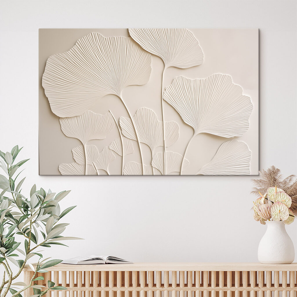 White wall with leaves White wall with leaves