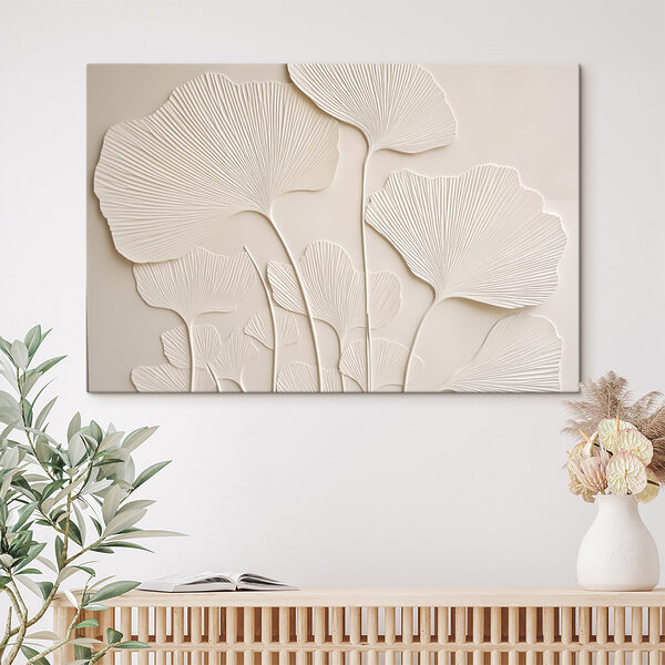 White wall with leaves White wall with leaves