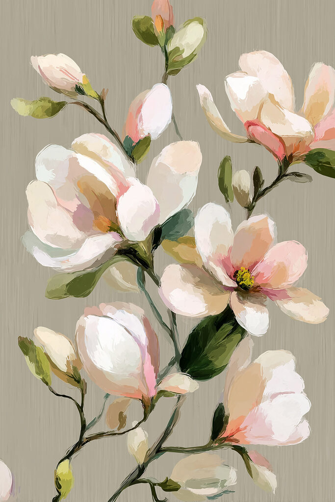 Painting of flowers on a grey background Painting of flowers on a grey background