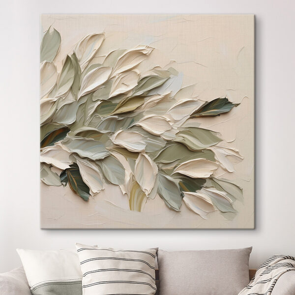 Painting of leaves on a white surface Painting of leaves on a white surface