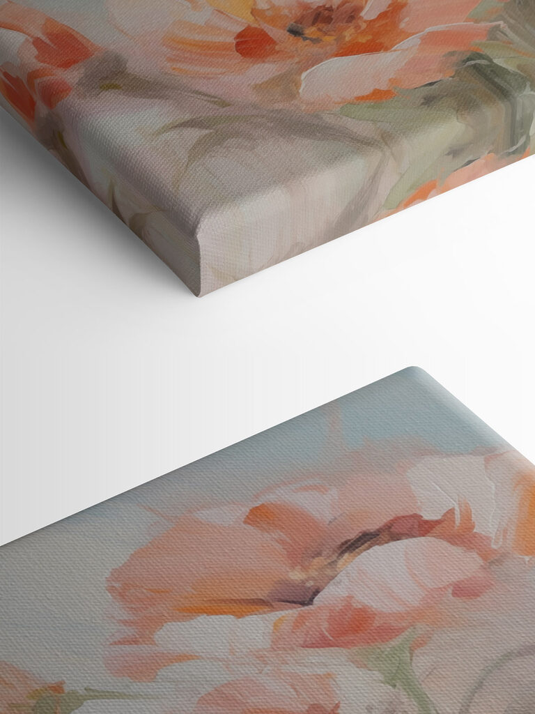 Painting of flowers on a white surface Painting of flowers on a white surface