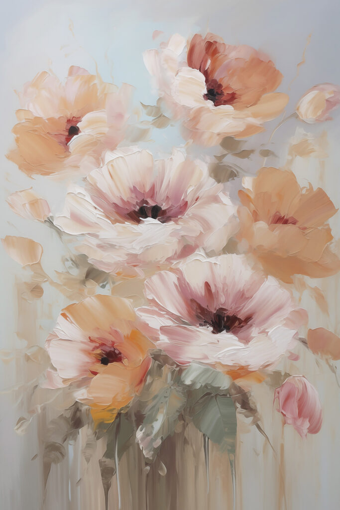 Painting of flowers on a white surface
