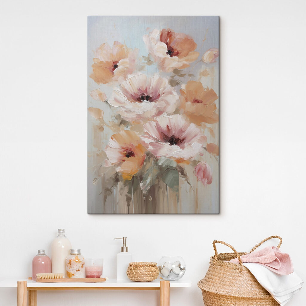 Painting of flowers on a white surface