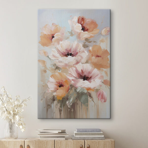 Painting of flowers on a white surface