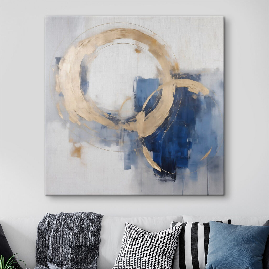 Painting of circles and blue and white Painting of circles and blue and white