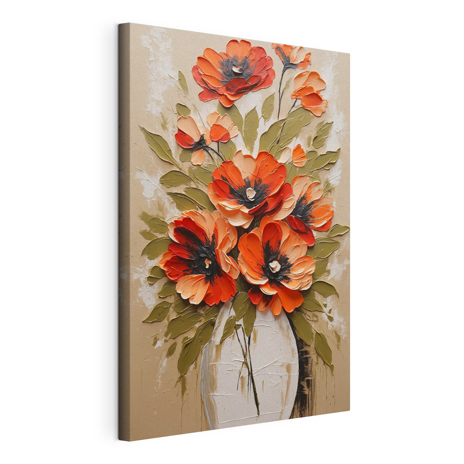 A painting of flowers in a vase