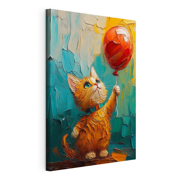 Obraz Maľba mačky držiacej balón (Katalógové číslo: s40649) Obraz Obraz Maľba mačky držiacej balón (Katalógové číslo: s40649)