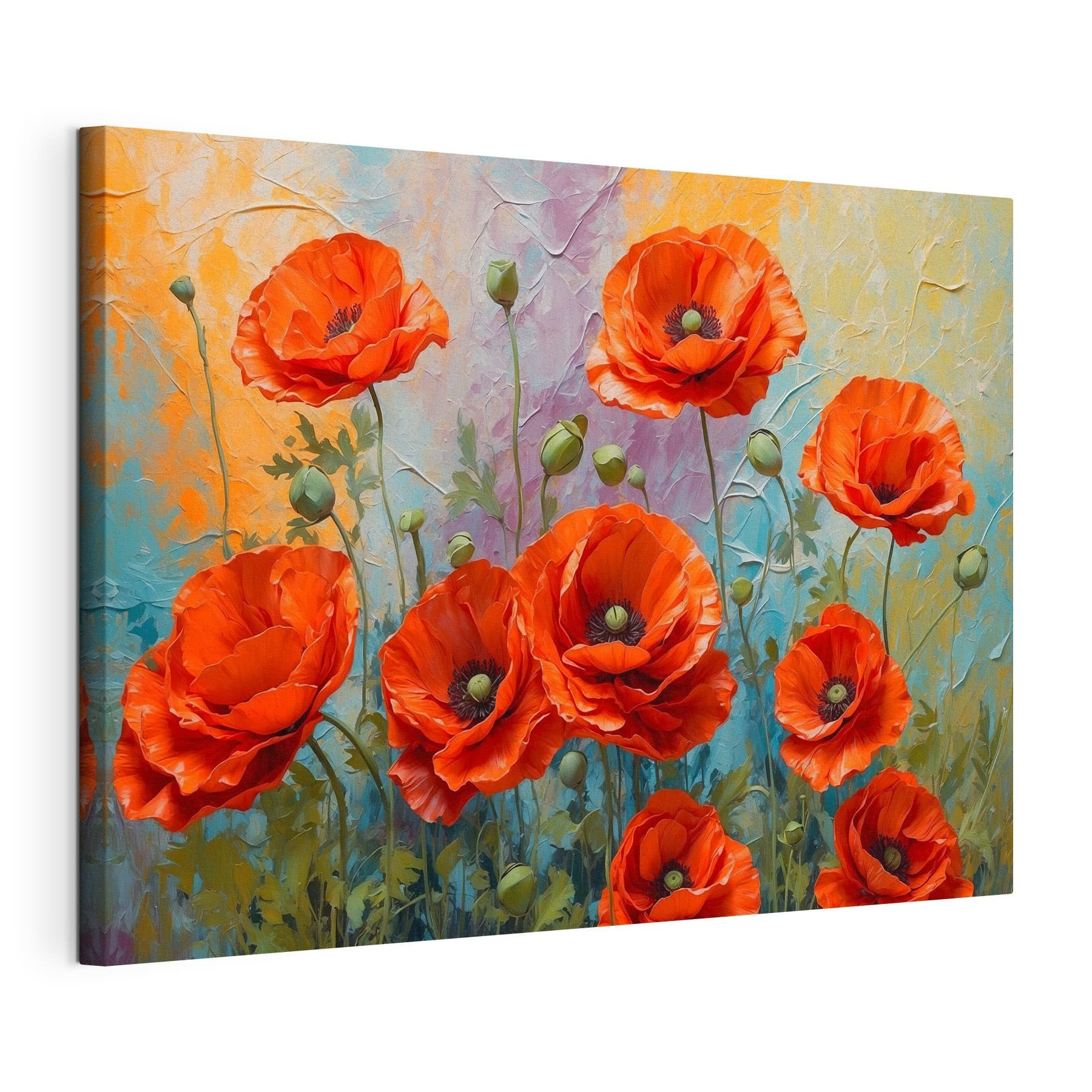 A painting of red flowers A painting of red flowers