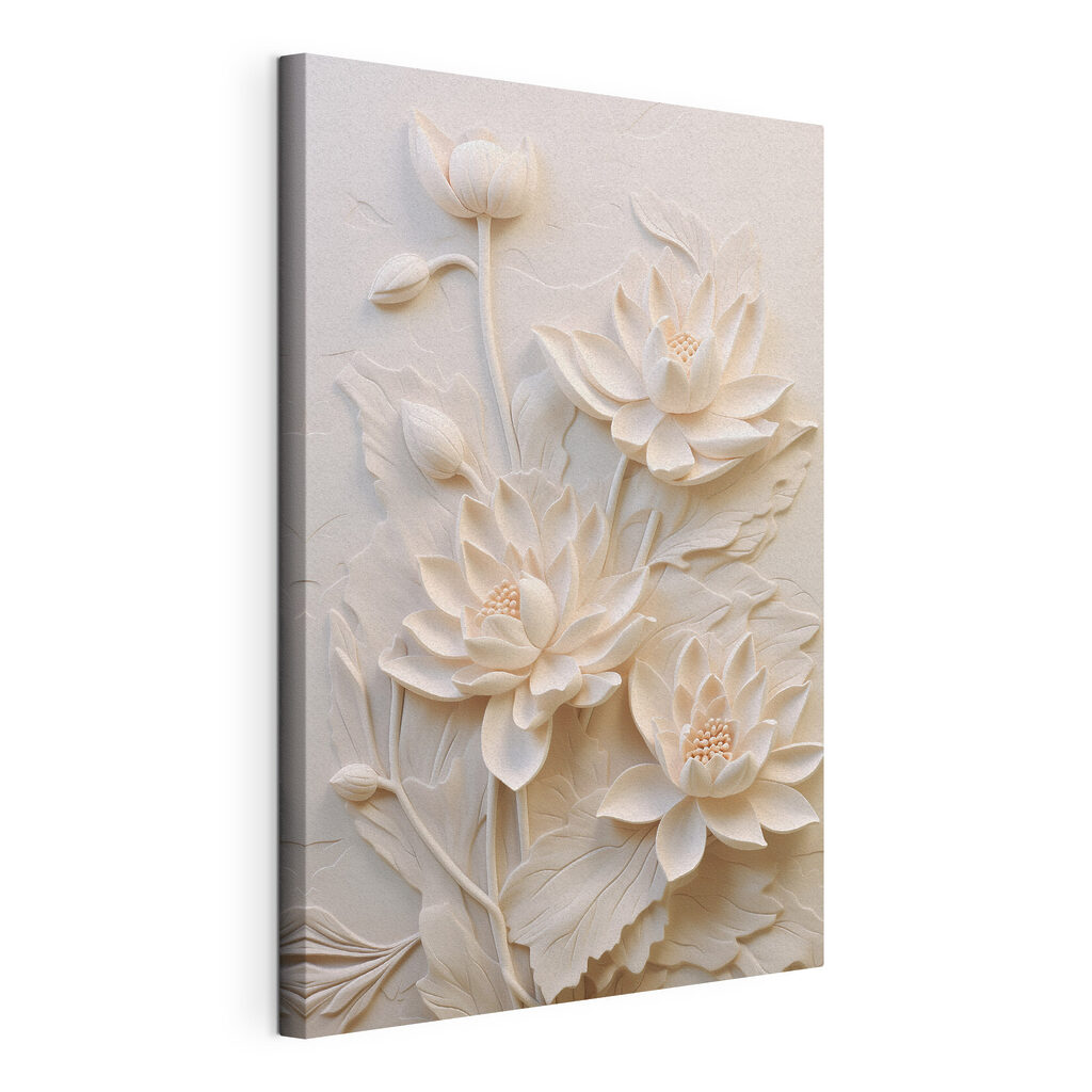 White flower carving on a wall