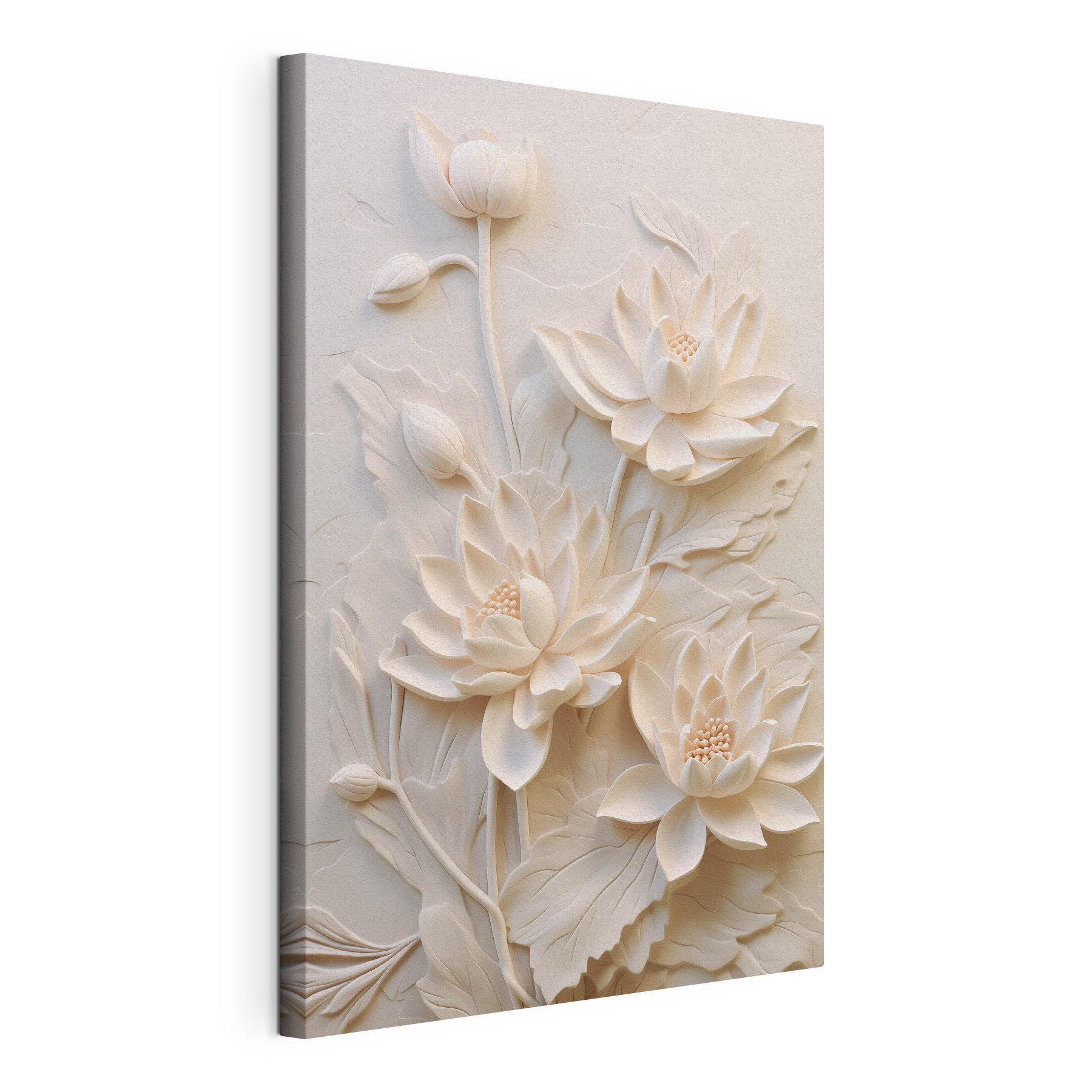 White flower carving on a wall