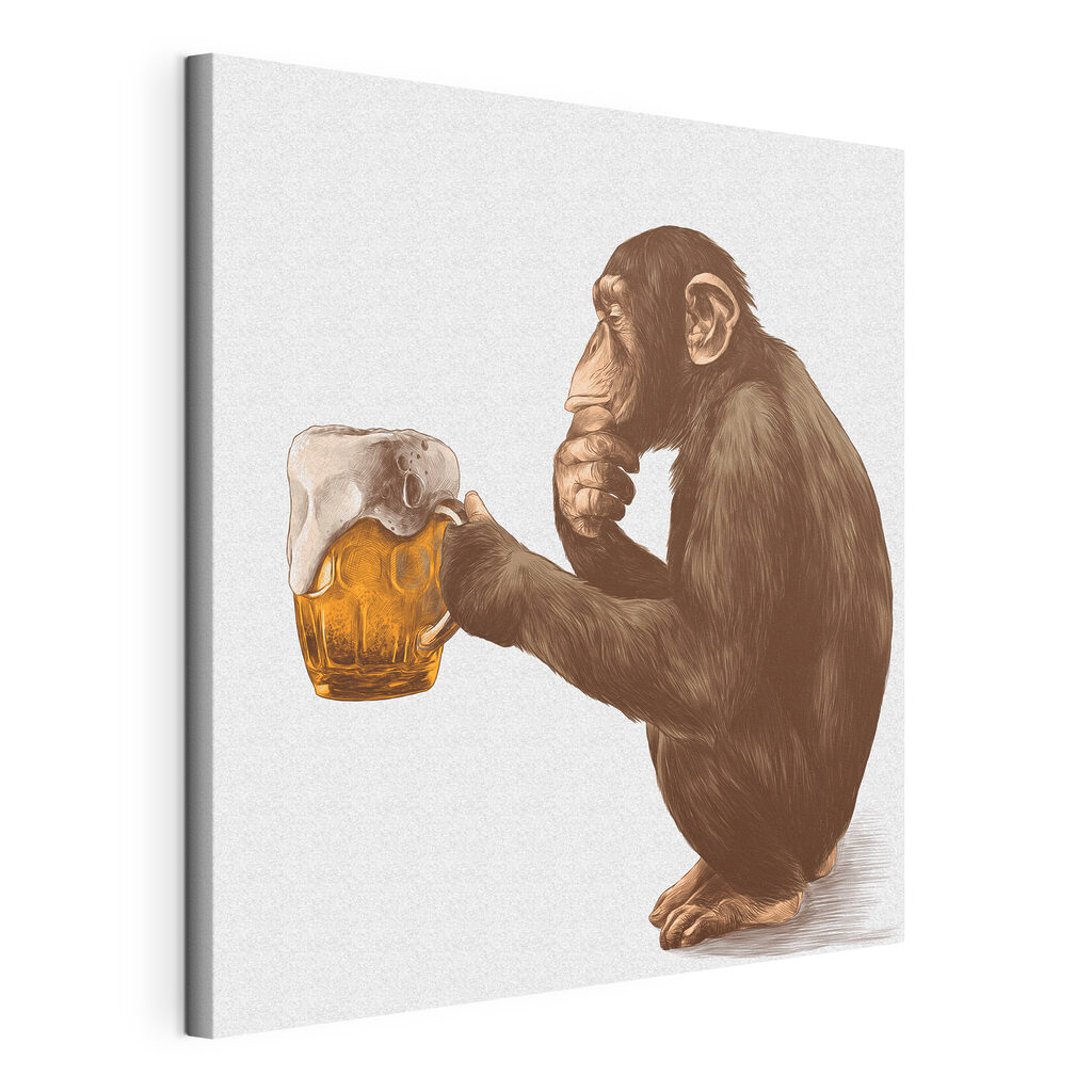 Monkey holding a mug of beer Monkey holding a mug of beer