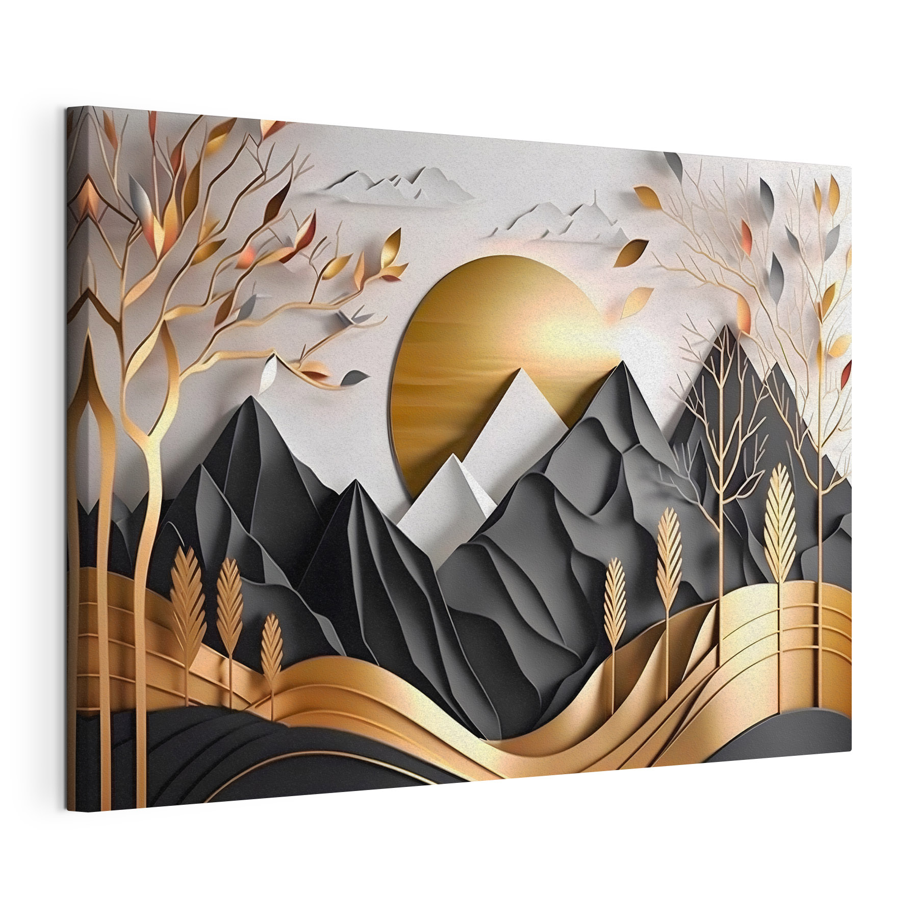 A paper cut out of a mountain landscape A paper cut out of a mountain landscape