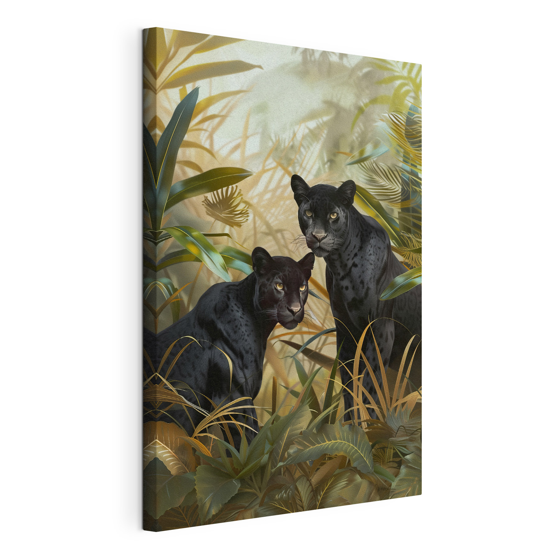 Two black tigers in the jungle