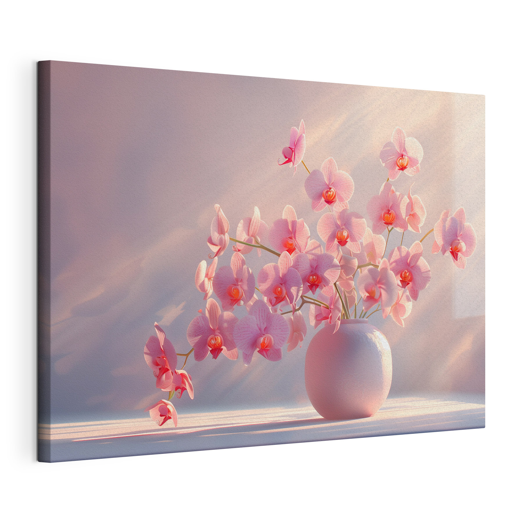 A vase with pink flowers