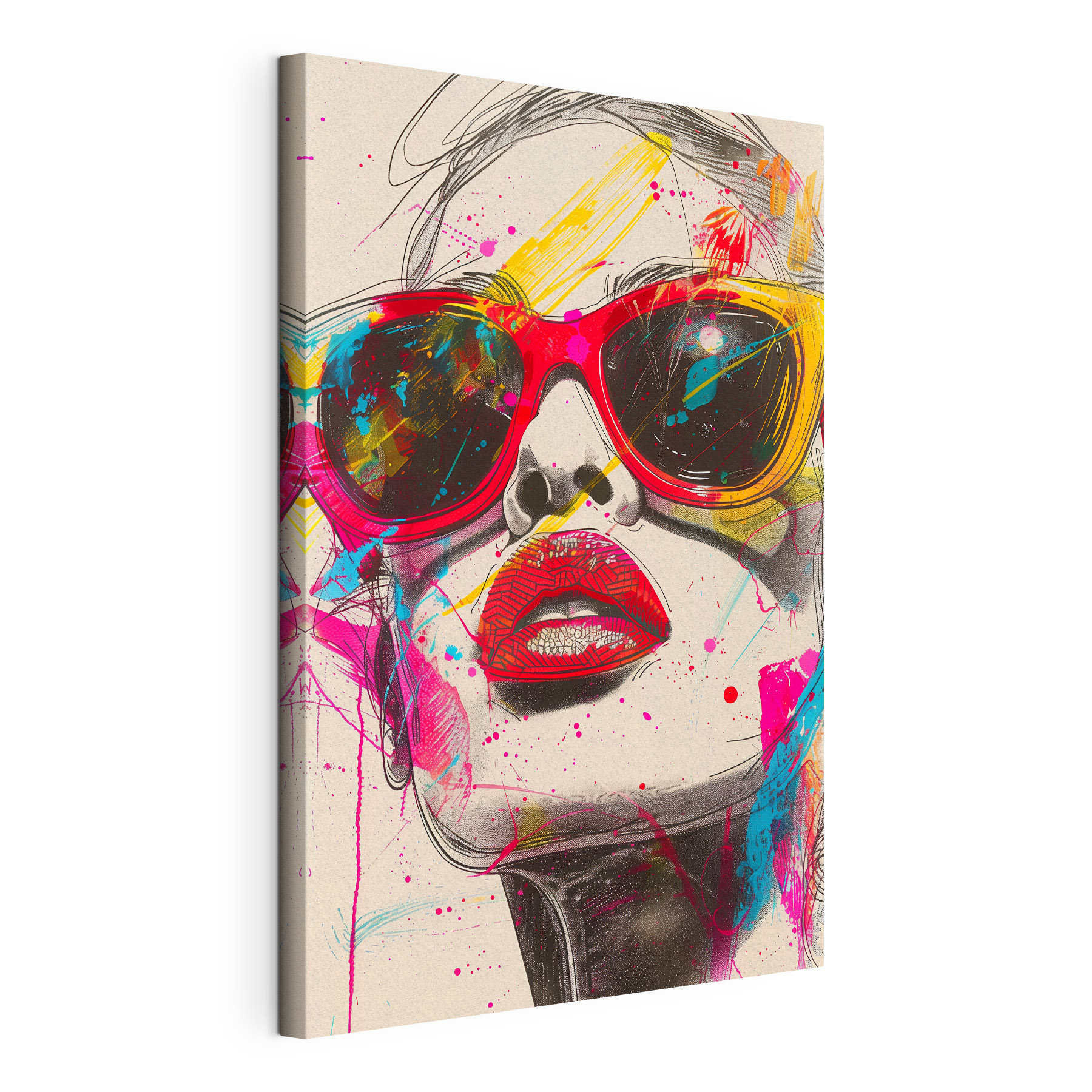 A woman wearing sunglasses and lips A woman wearing sunglasses and lips