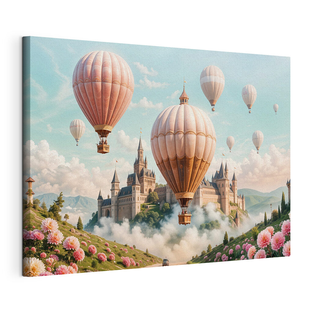 Castle with hot air balloons
