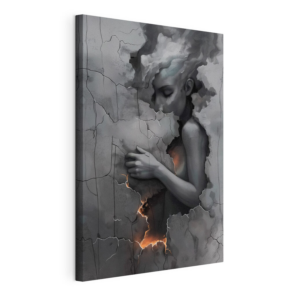 Woman with her face in a wall