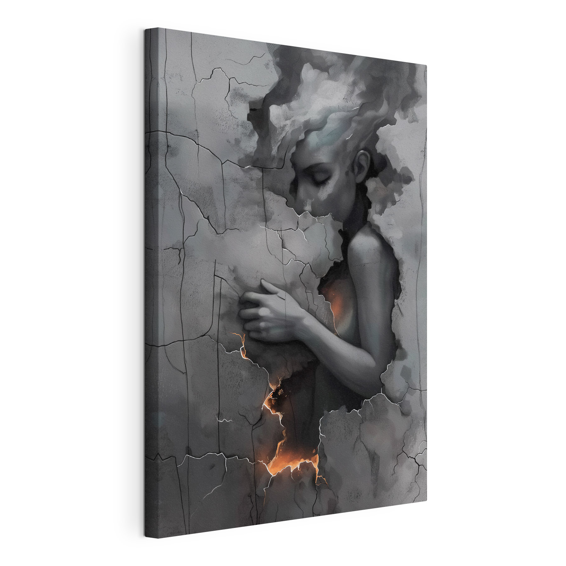 Woman with her face in a wall