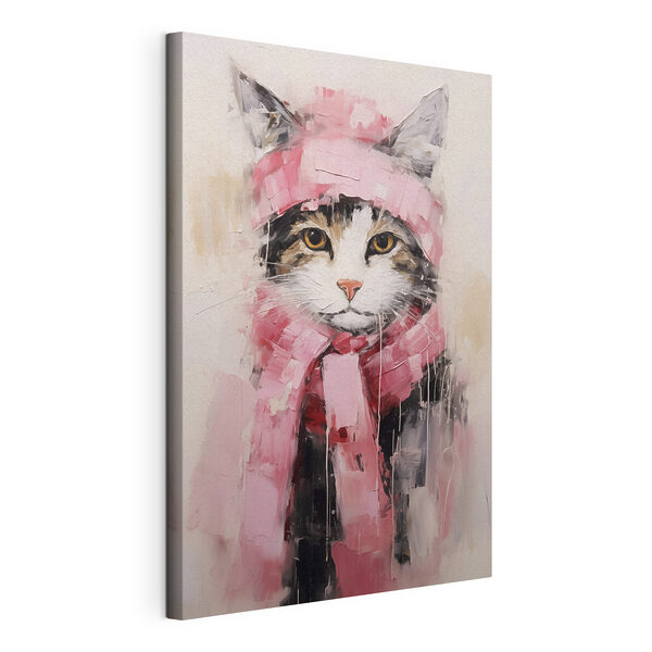 Painting of a cat wearing a scarf
