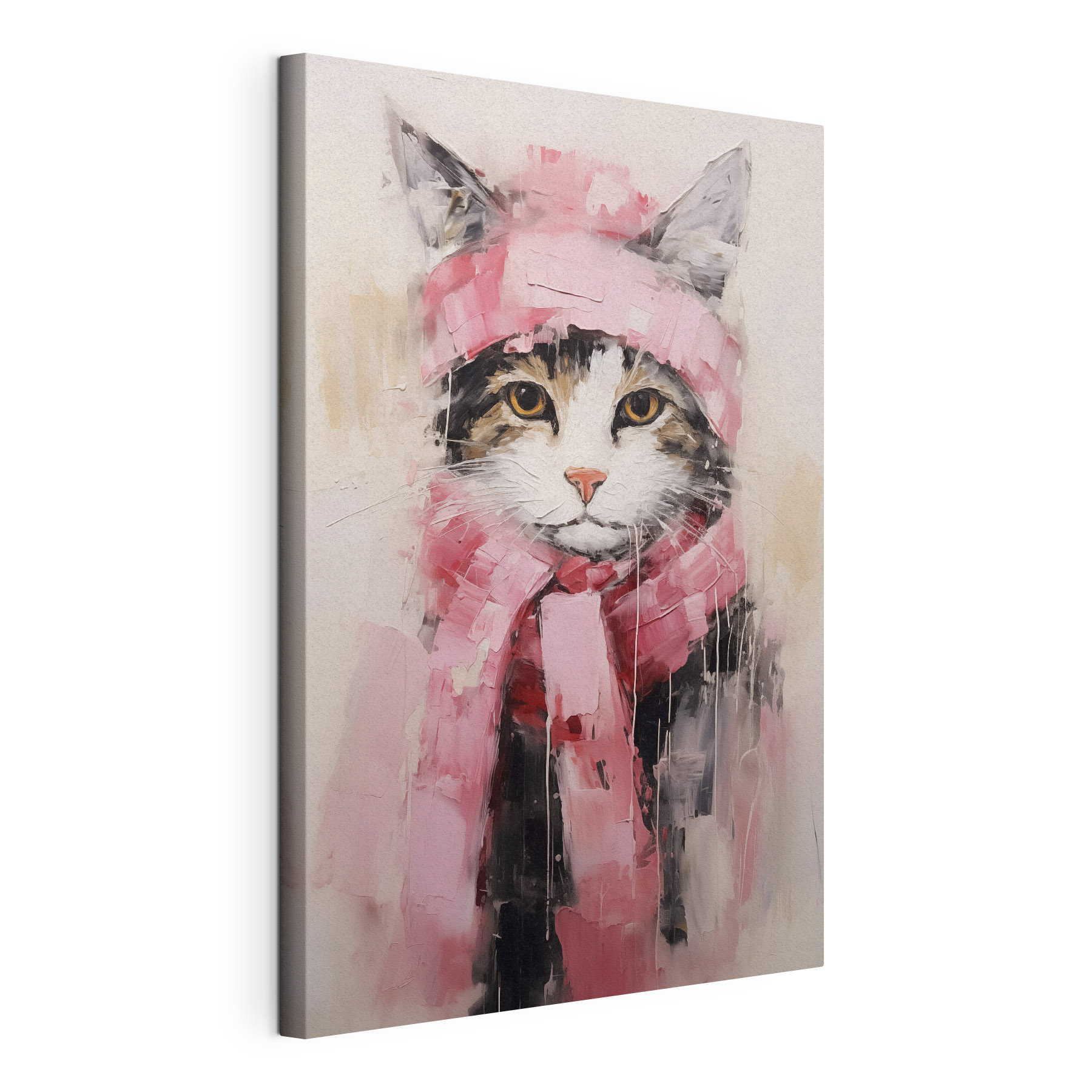 Painting of a cat wearing a scarf