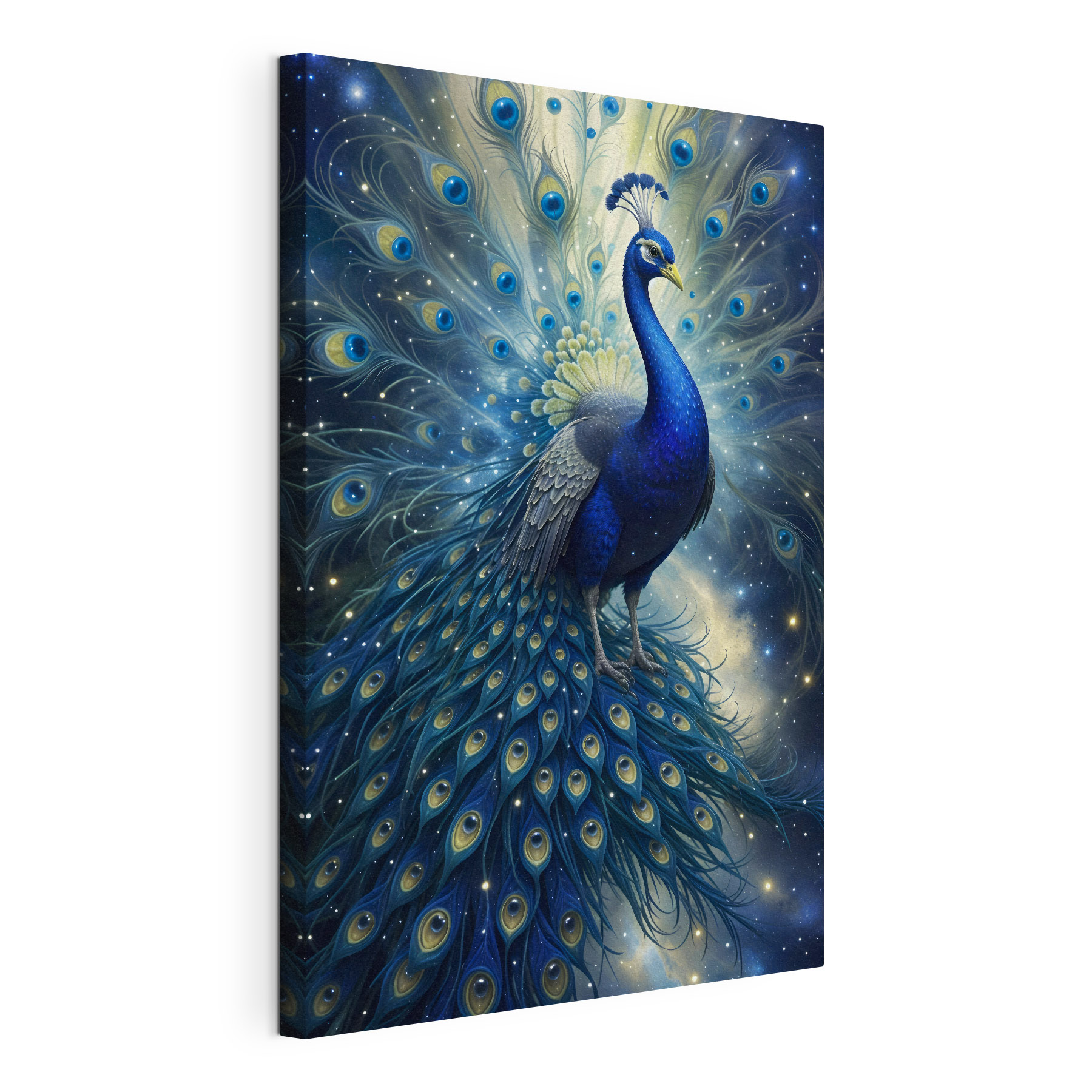Majestic peacock in cosmic splendor