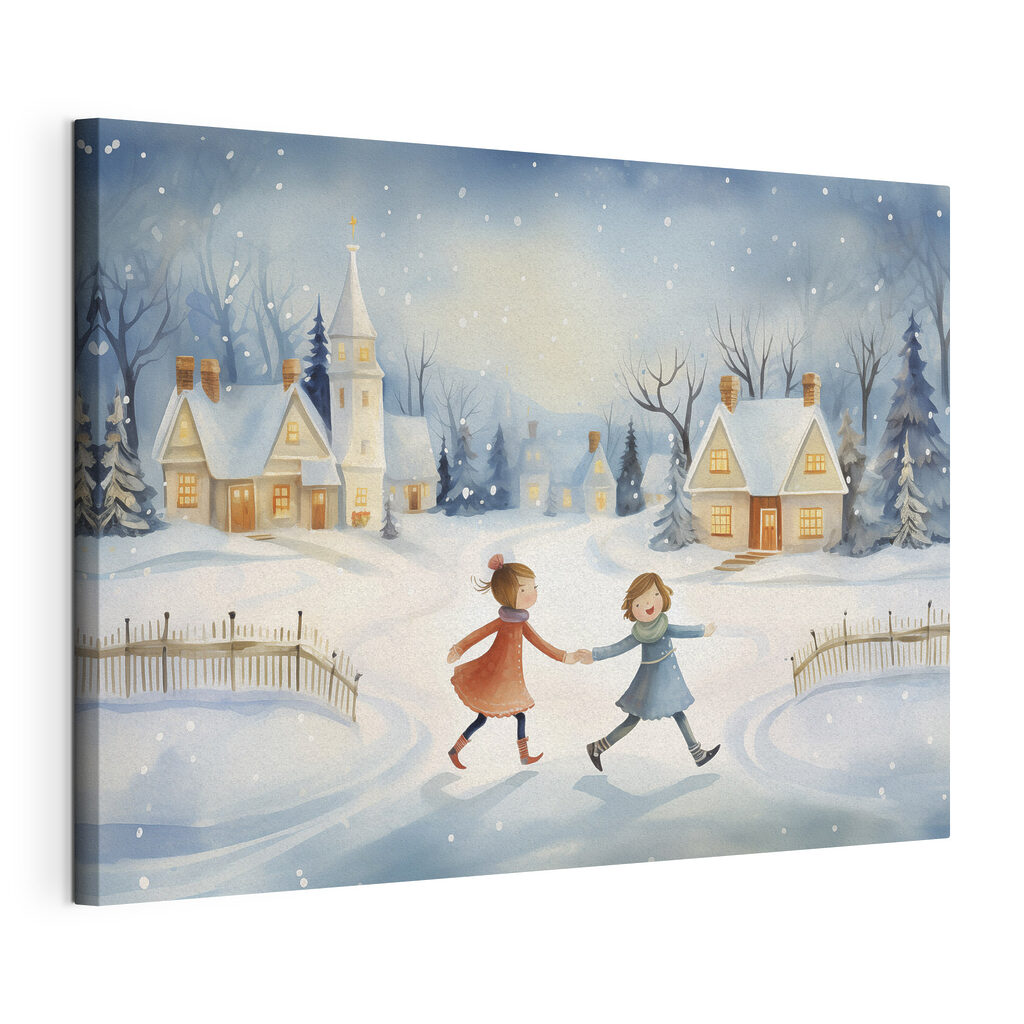 Couple of girls walking in the snow