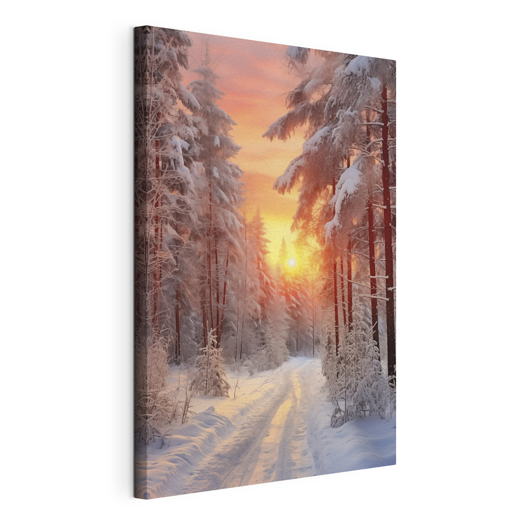 Snow covered road in a forest Snow covered road in a forest