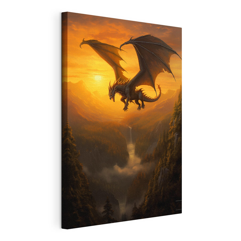 Dragon flying over a valley Dragon flying over a valley