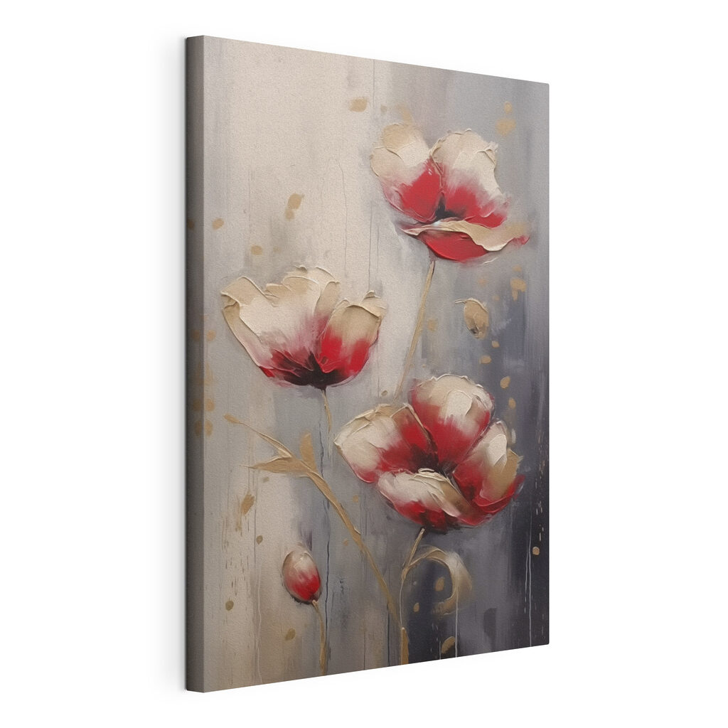 Painting of flowers on a grey background