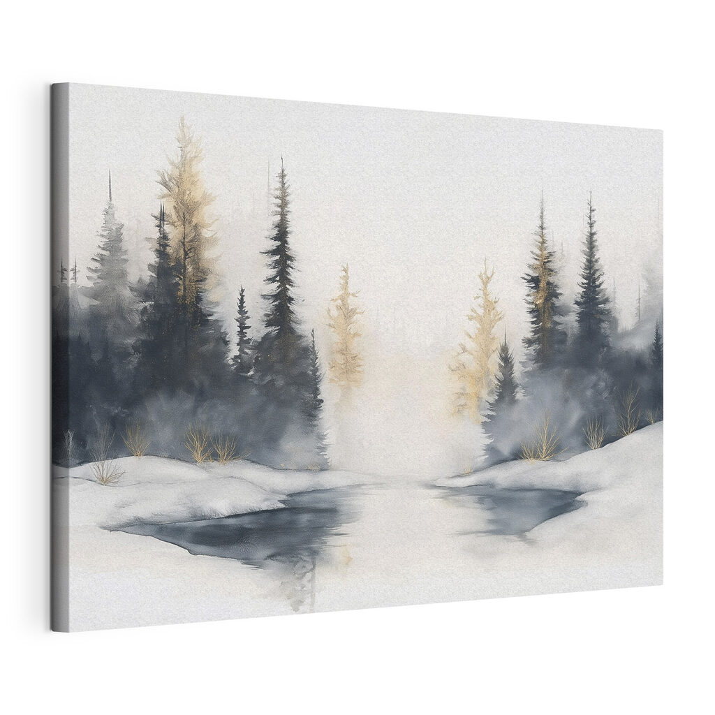 Watercolor painting of a snowy forest Watercolor painting of a snowy forest